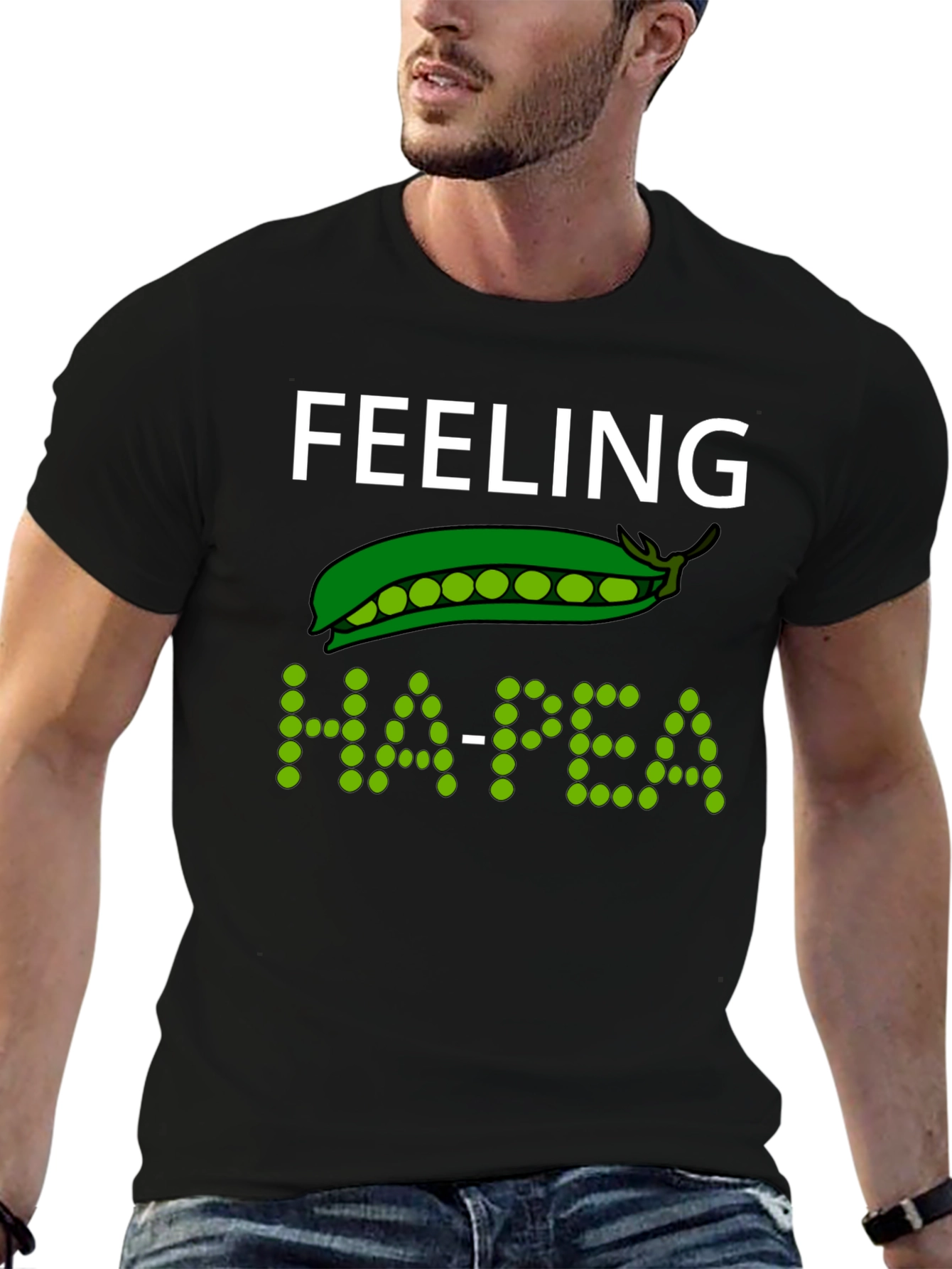 Feeling Ha-pea Graphic T-Shirt - Black