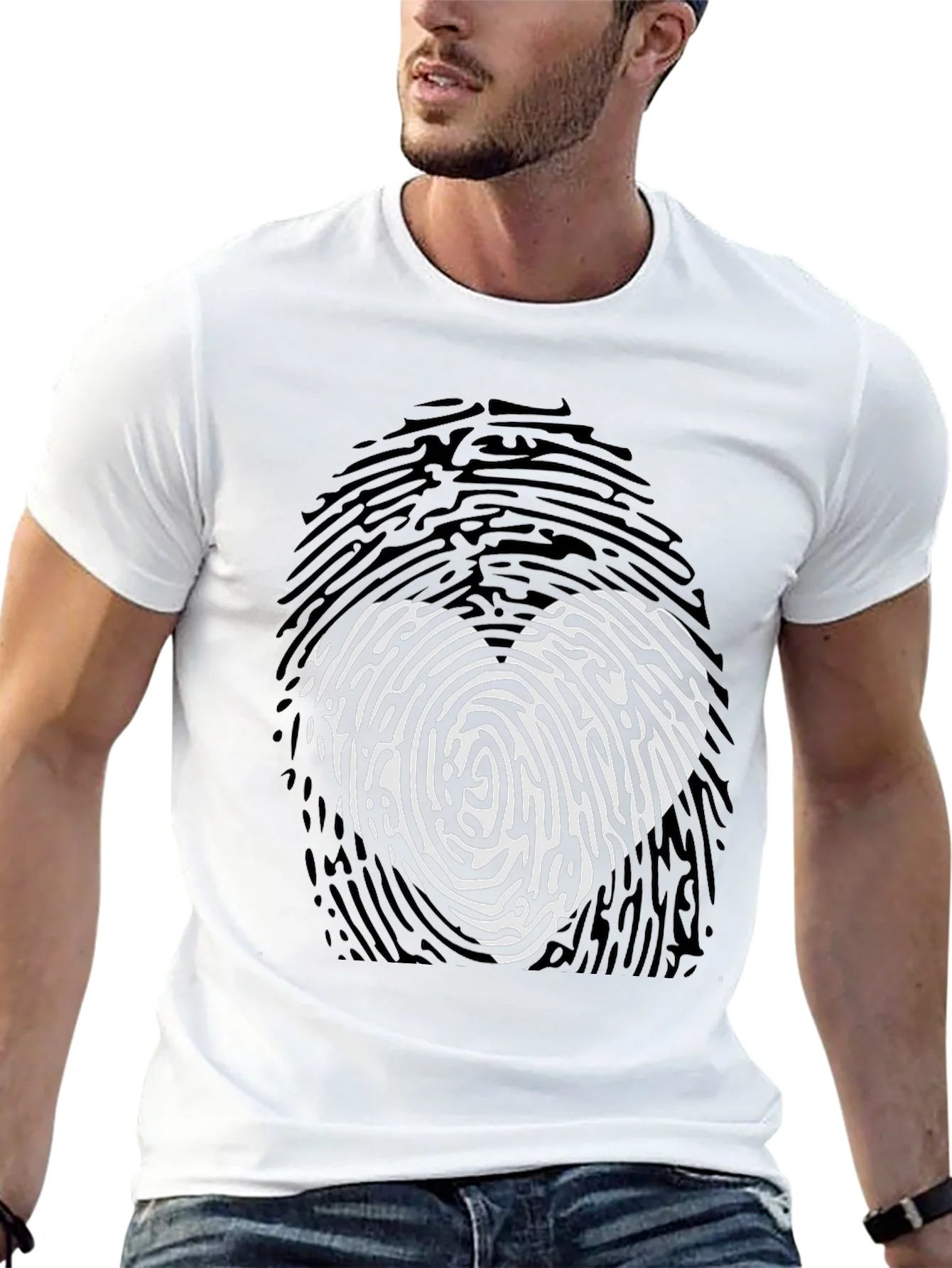 Fingerprint Heart Graphic T-Shirt