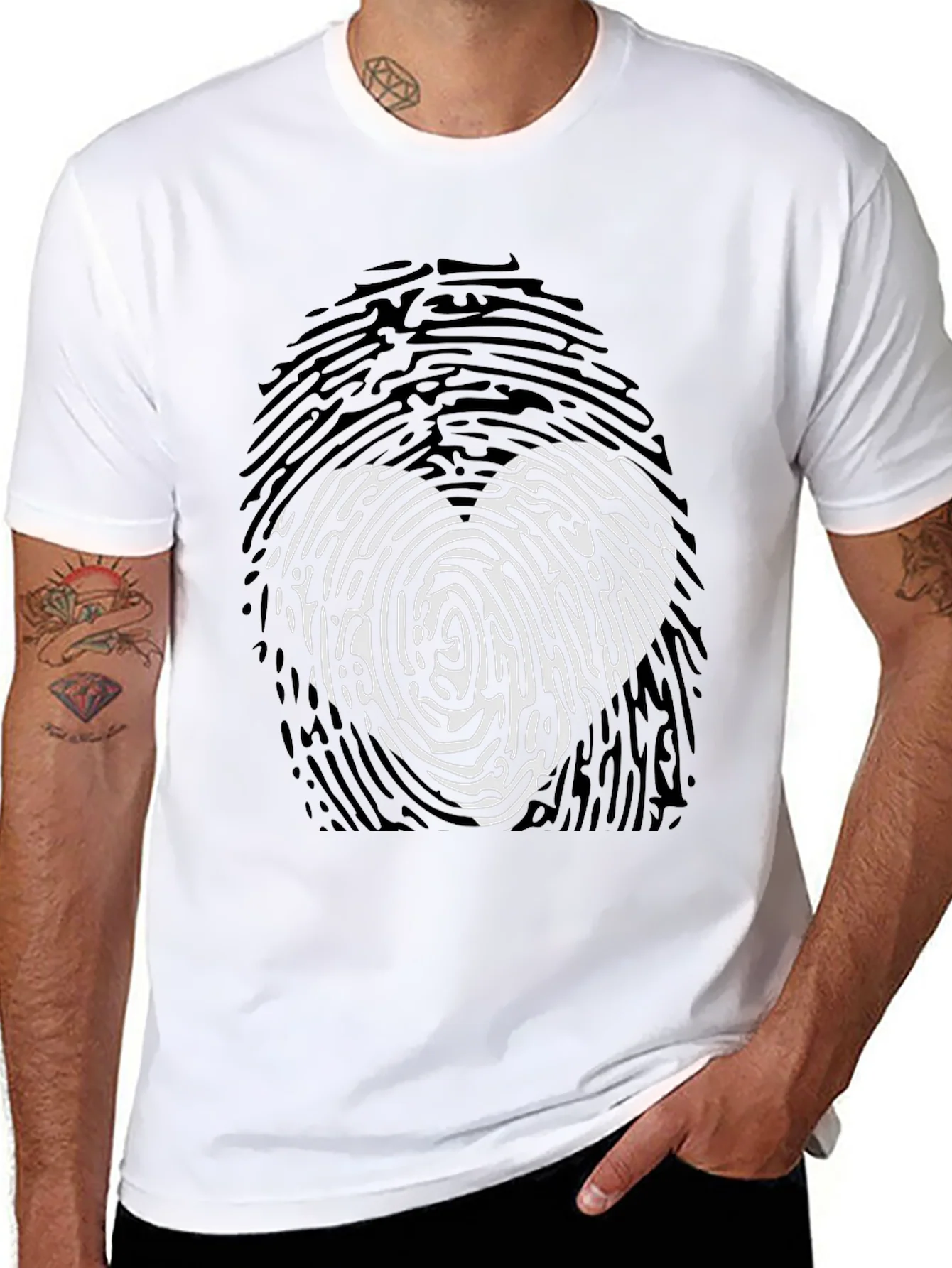 Fingerprint Heart Graphic T-Shirt