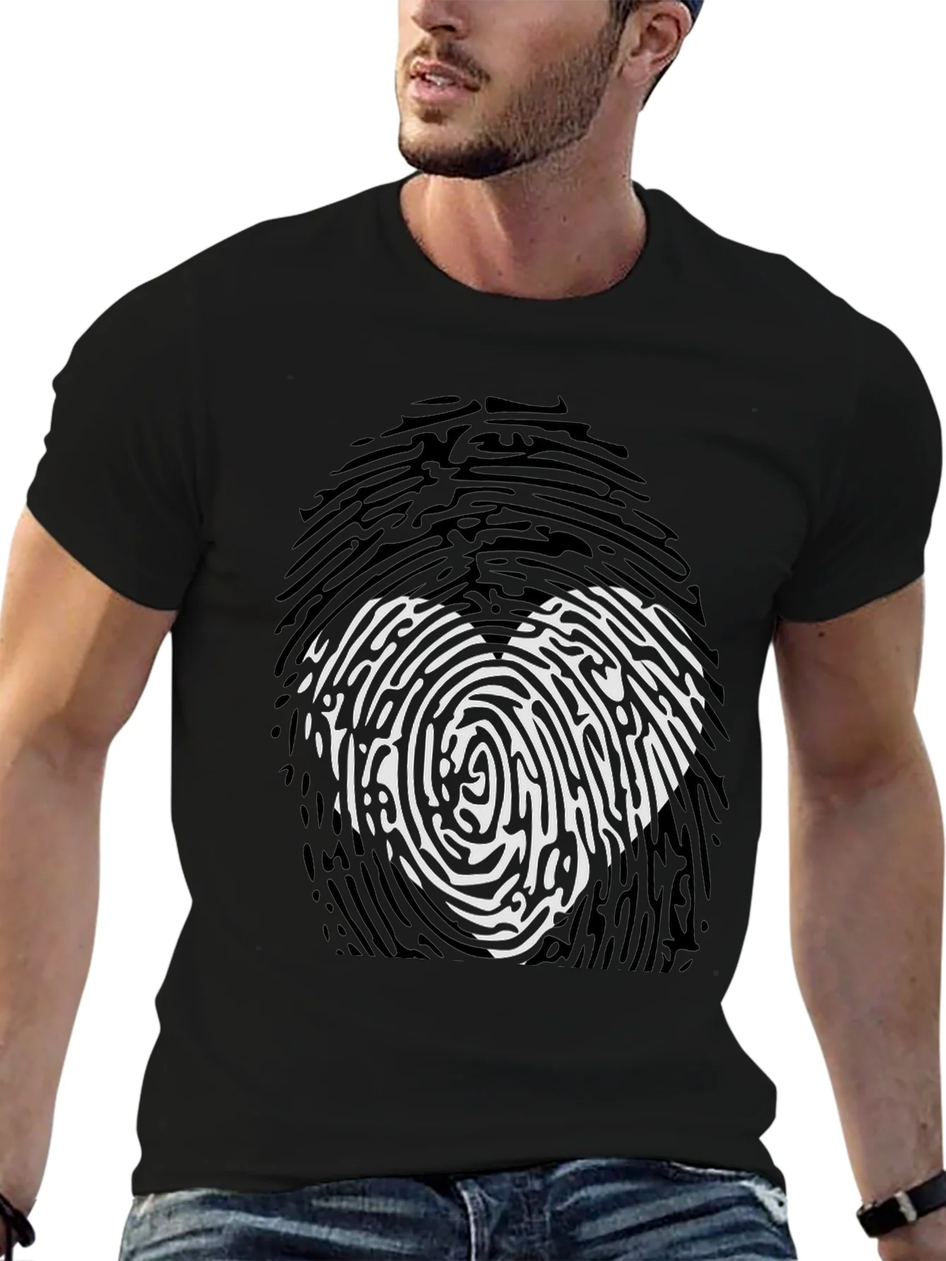Fingerprint Heart Graphic T-Shirt