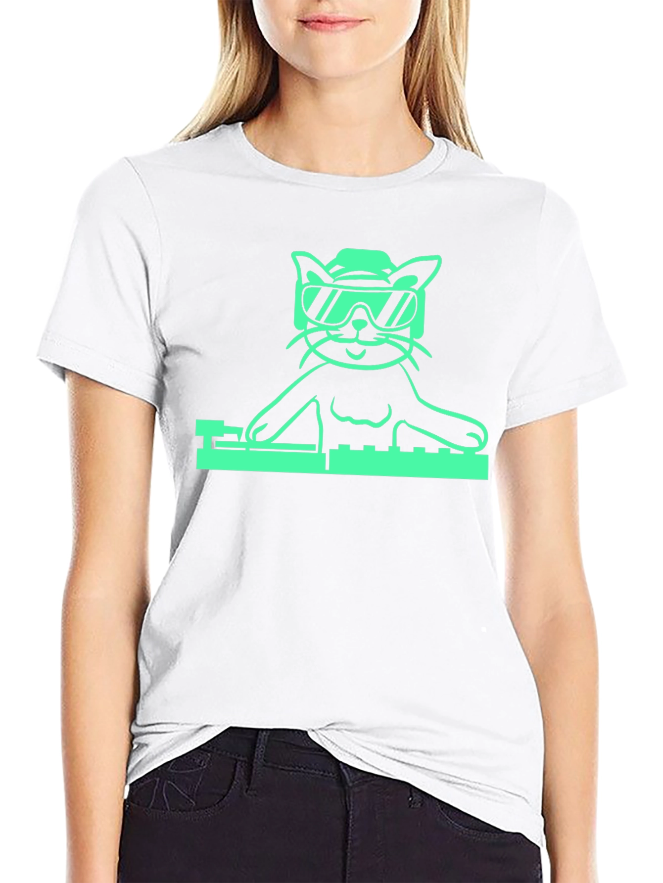 DJ Cat Graphic T-Shirt - Cool Cat Tee