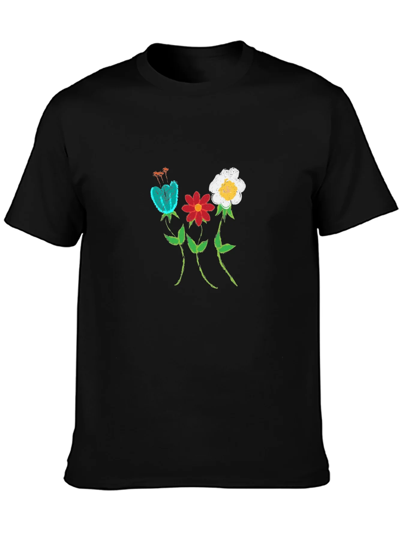 Floral Print Black T-Shirt