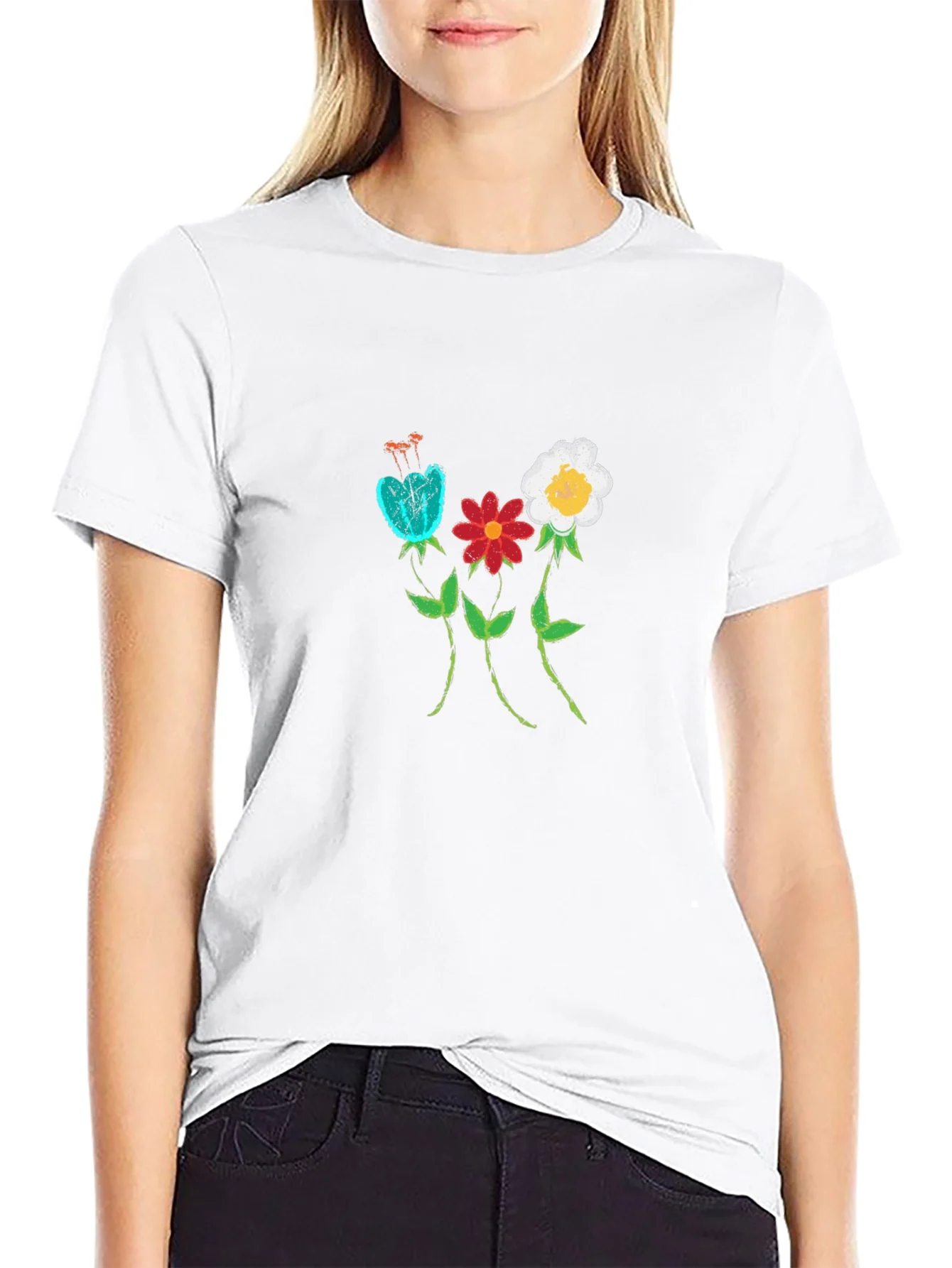 Floral Print Black T-Shirt