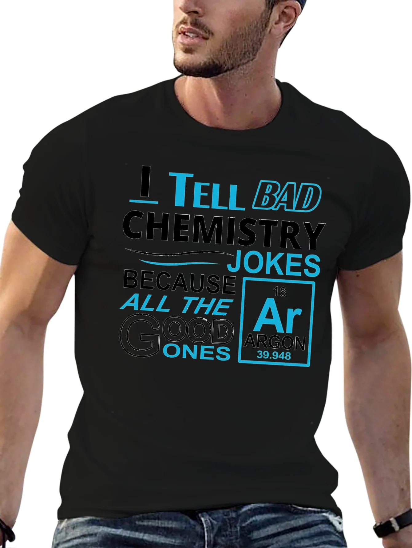Chemistry Jokes Graphic T-Shirt - Black Cotton Tee