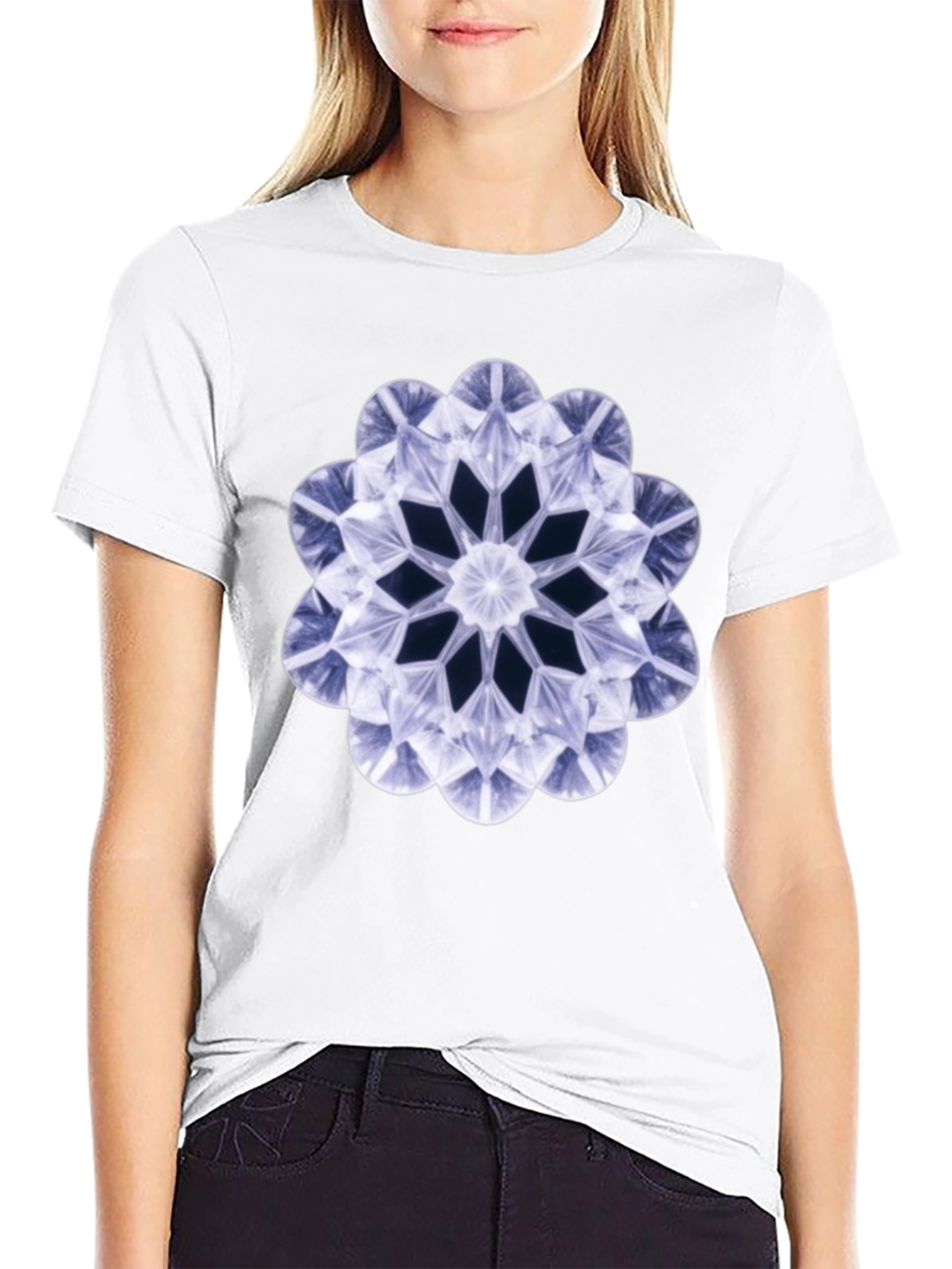 Geometric Diamond Flower T-Shirt - Bold Black Tee
