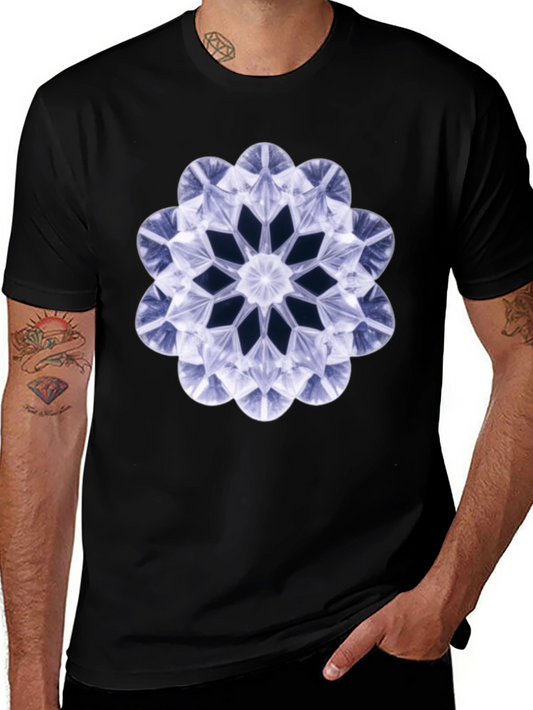 Geometric Diamond Flower T-Shirt - Bold Black Tee