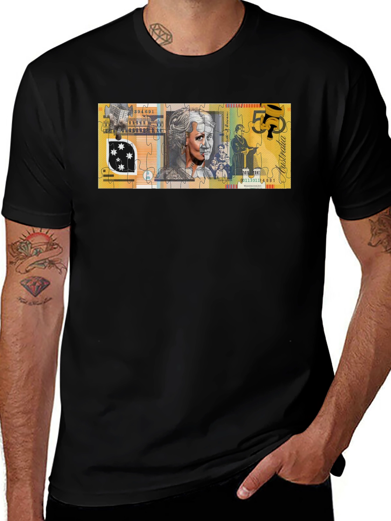 Australian $50 Note Puzzle Graphic T-Shirt