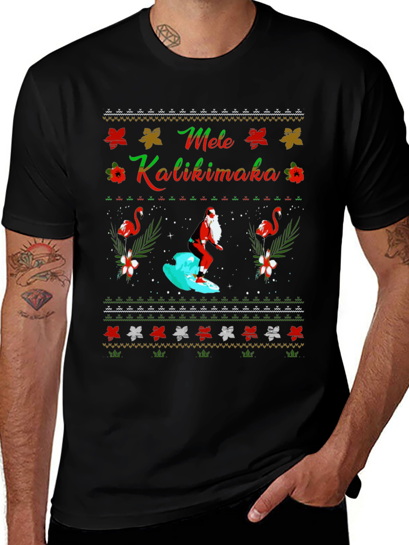 Mele Kalikimaka Santa Surfing T-Shirt