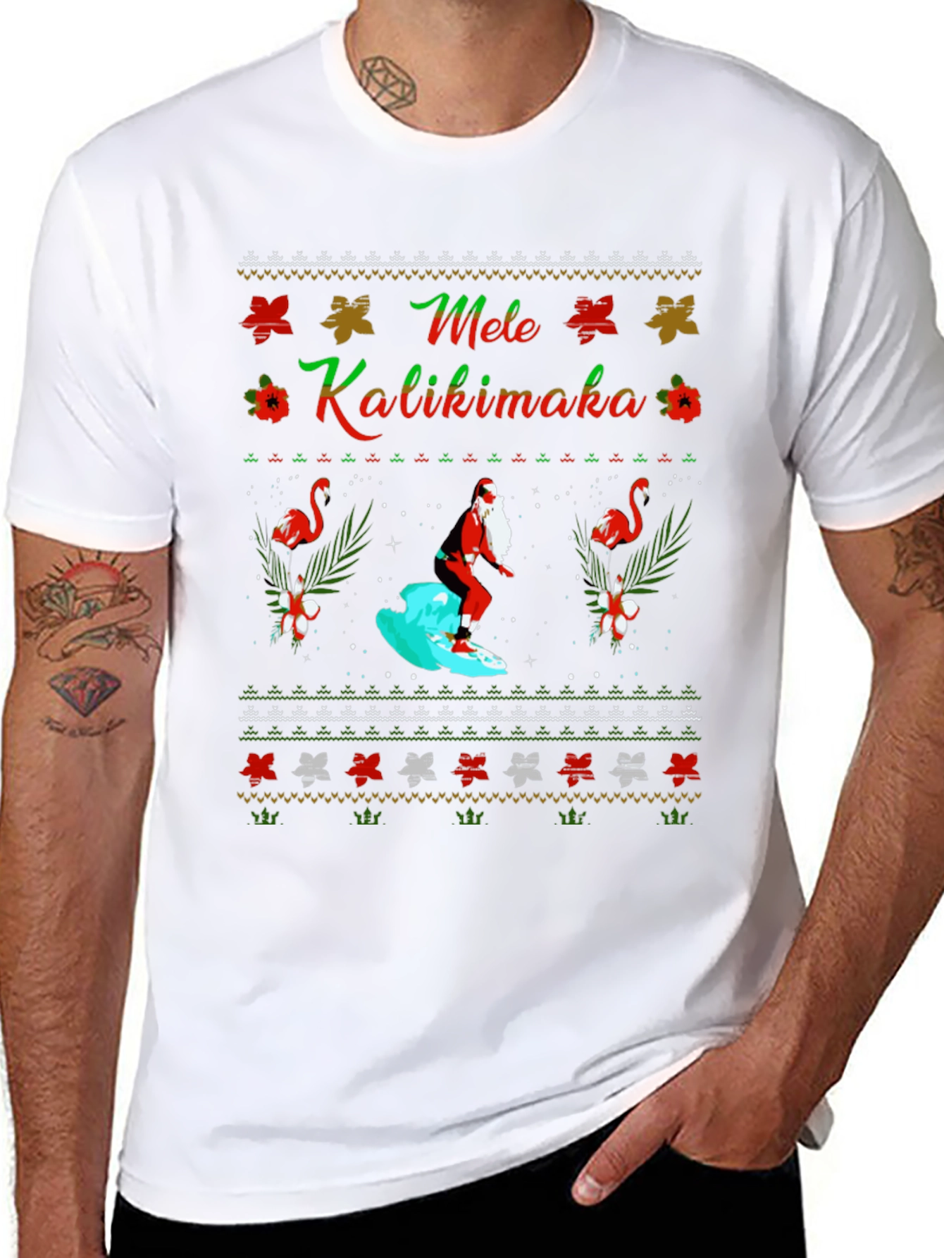 Mele Kalikimaka Santa Surfing T-Shirt