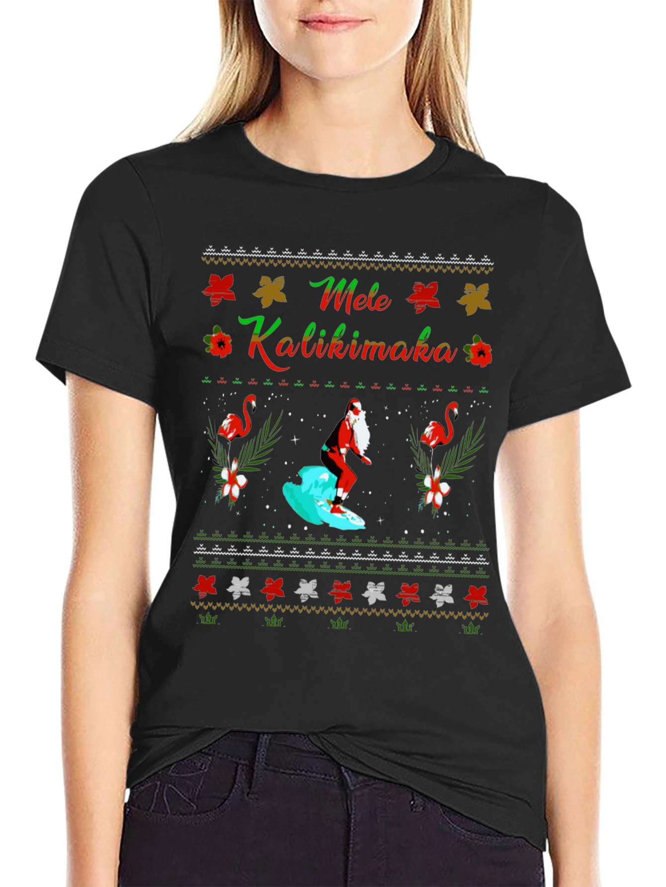 Mele Kalikimaka Santa Surfing T-Shirt