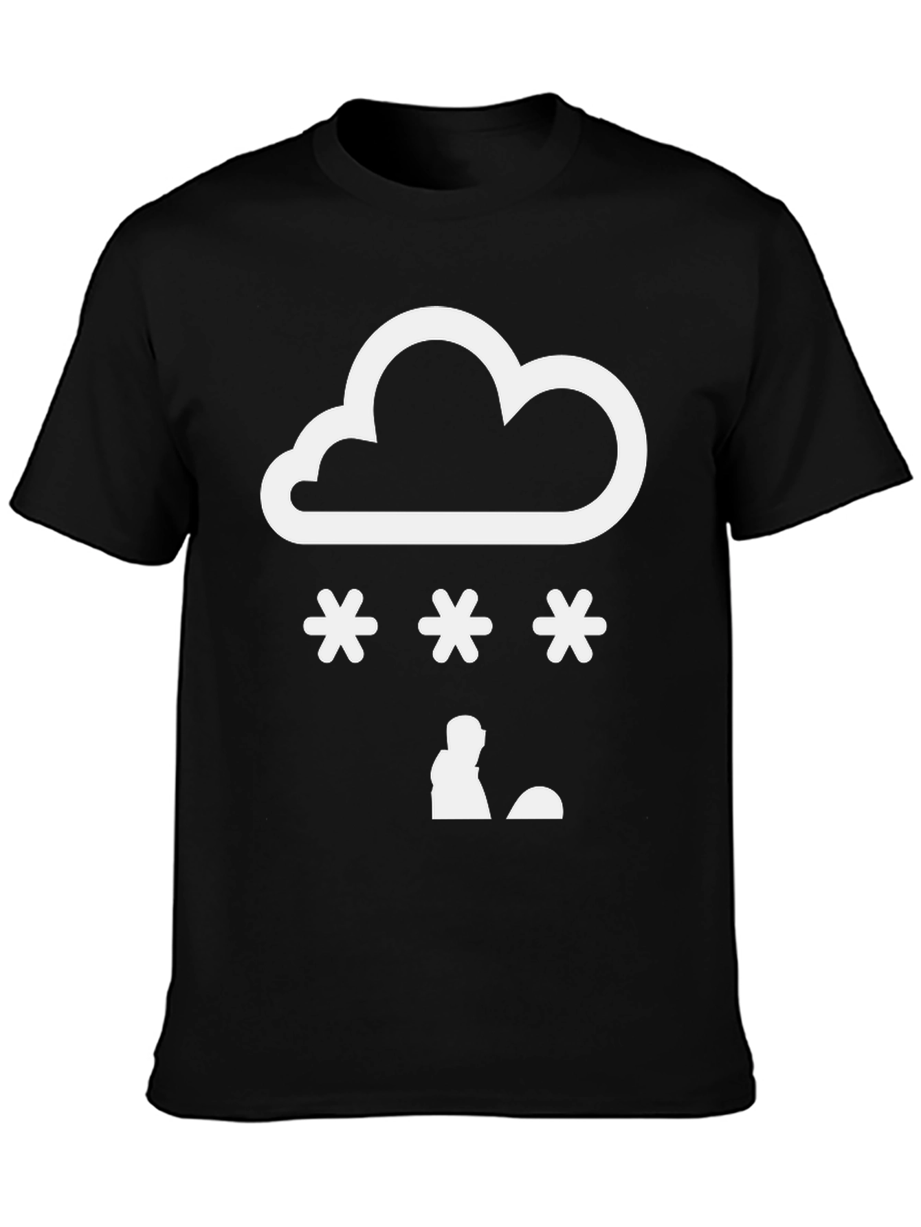 Snow Day Graphic Tee - Black Cotton Blend Shirt