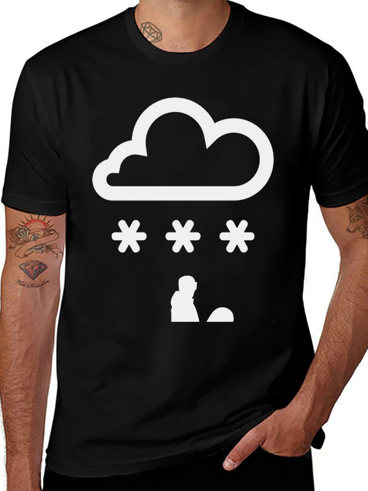 Snow Day Graphic Tee - Black Cotton Blend Shirt