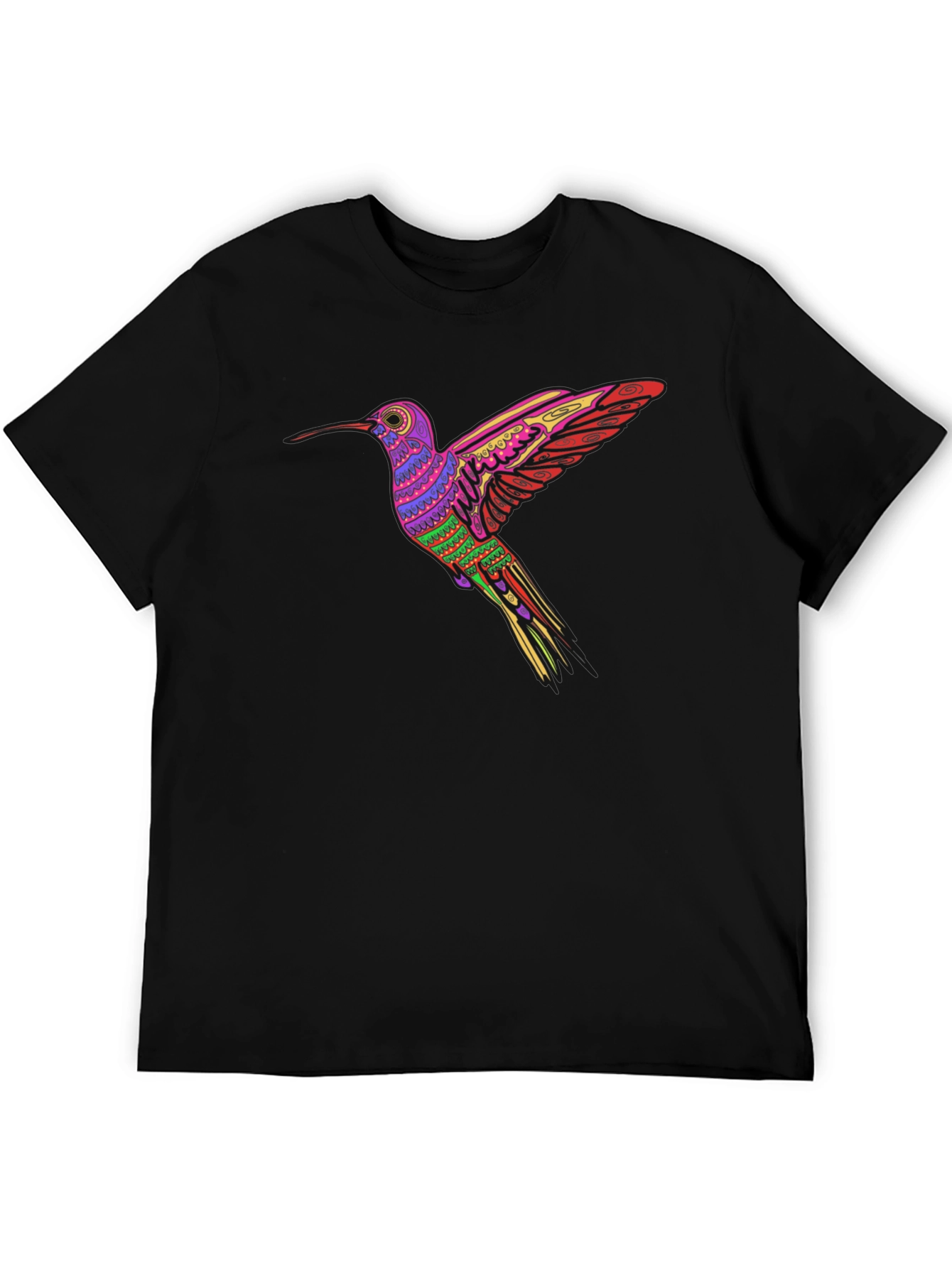 Hummingbird Print Black T-Shirt
