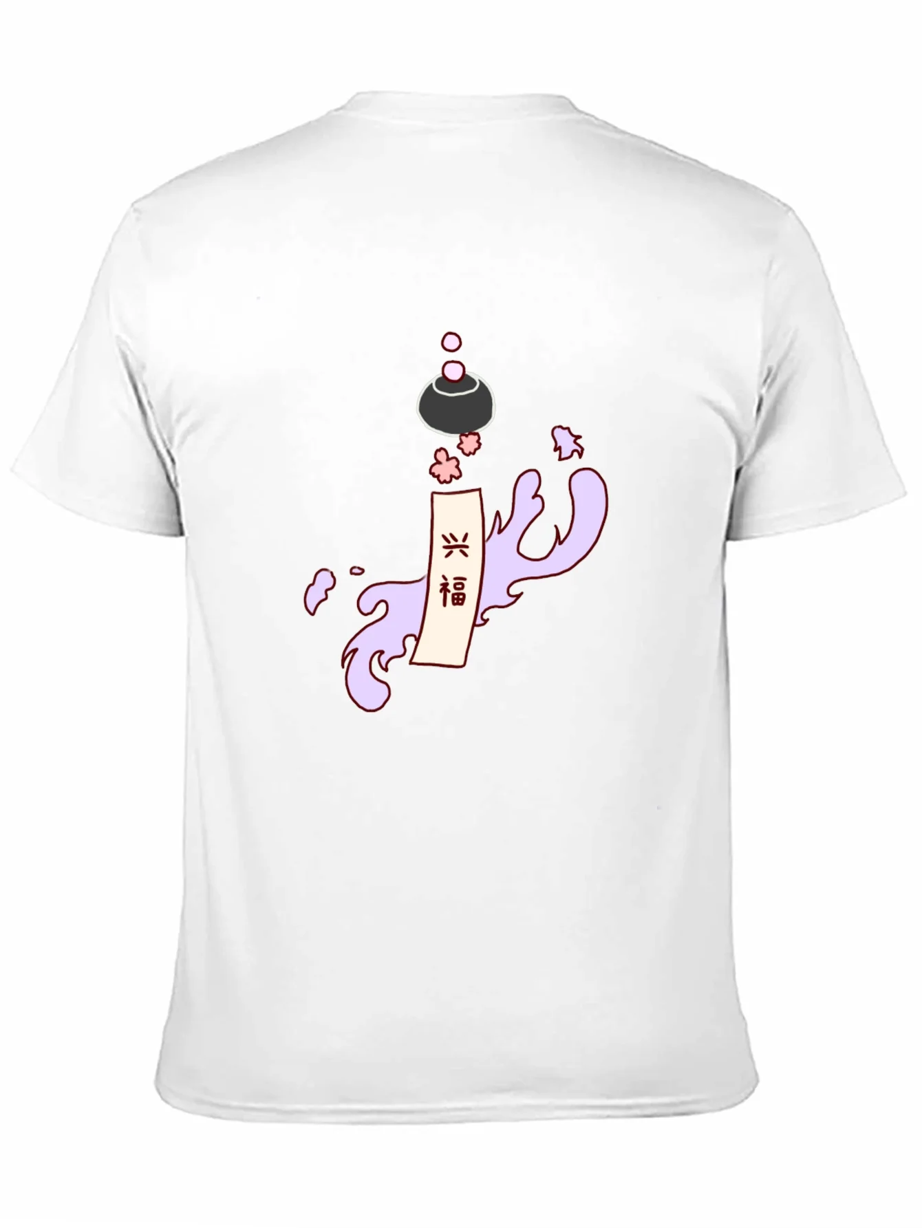 Mens Black T-Shirt with Japanese-Inspired Graphic