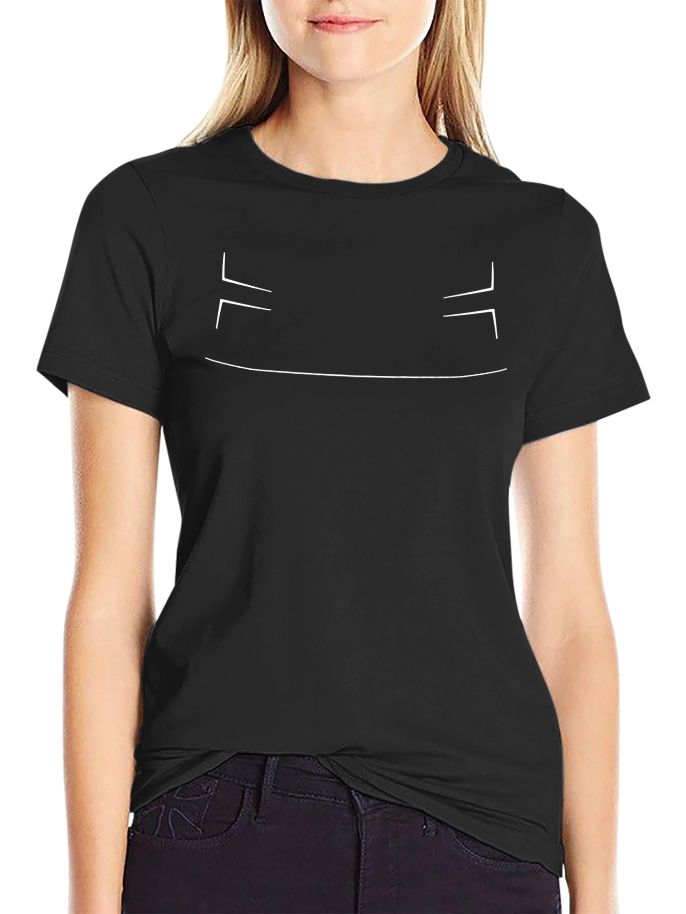 Minimalist Black T-Shirt with Abstract White Design