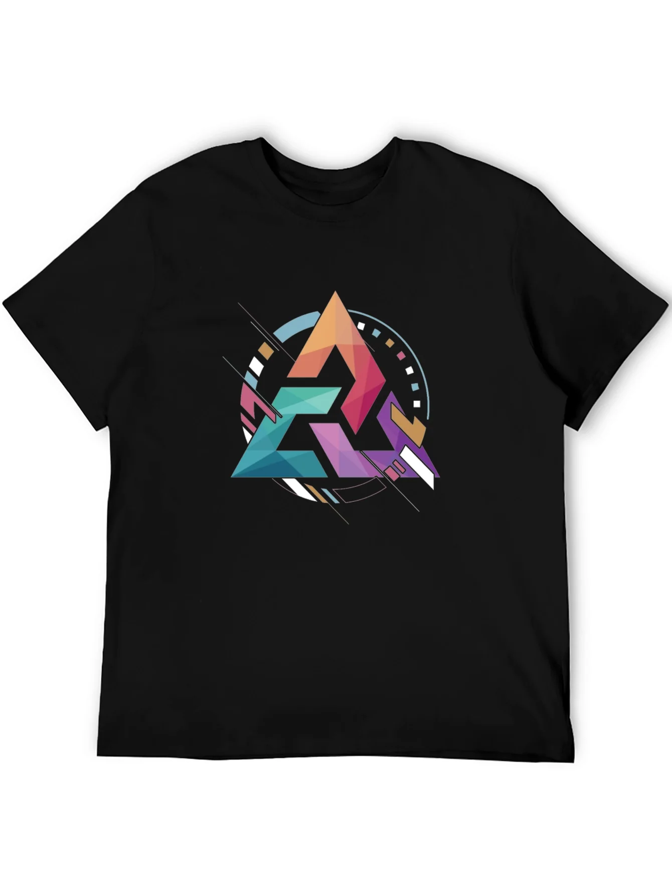 Geometric Triangle Graphic Tee - Modern Art Design
