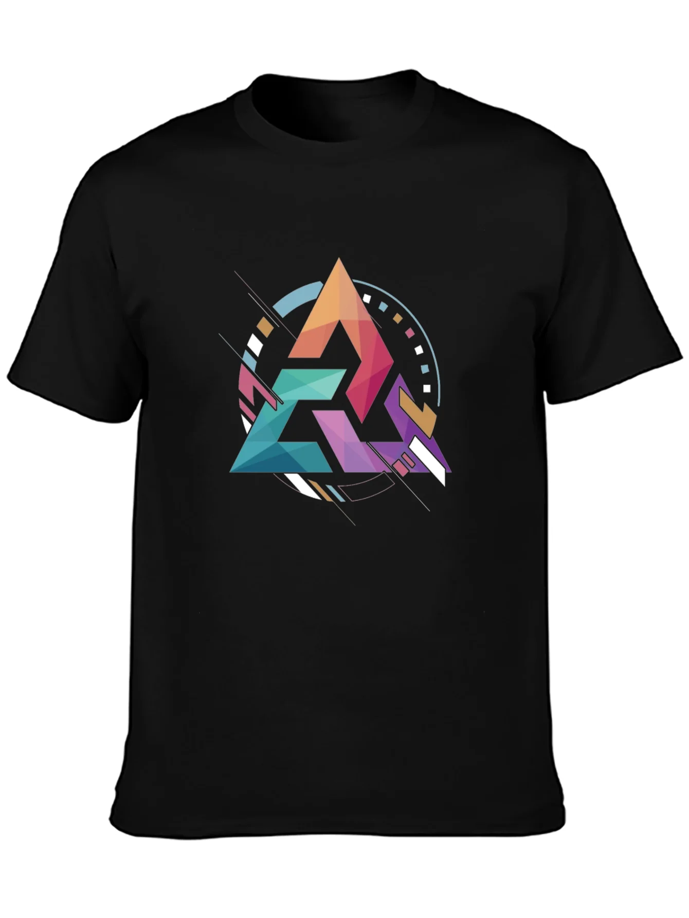 Geometric Triangle Graphic Tee - Modern Art Design