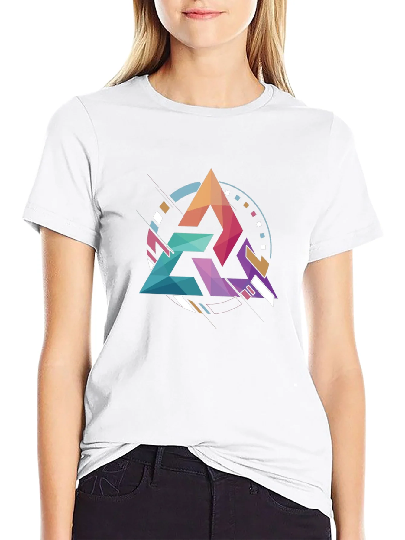 Geometric Triangle Graphic Tee - Modern Art Design