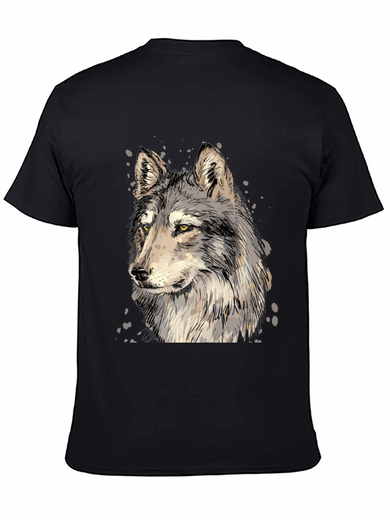 Wolf Graphic Print Black T-Shirt