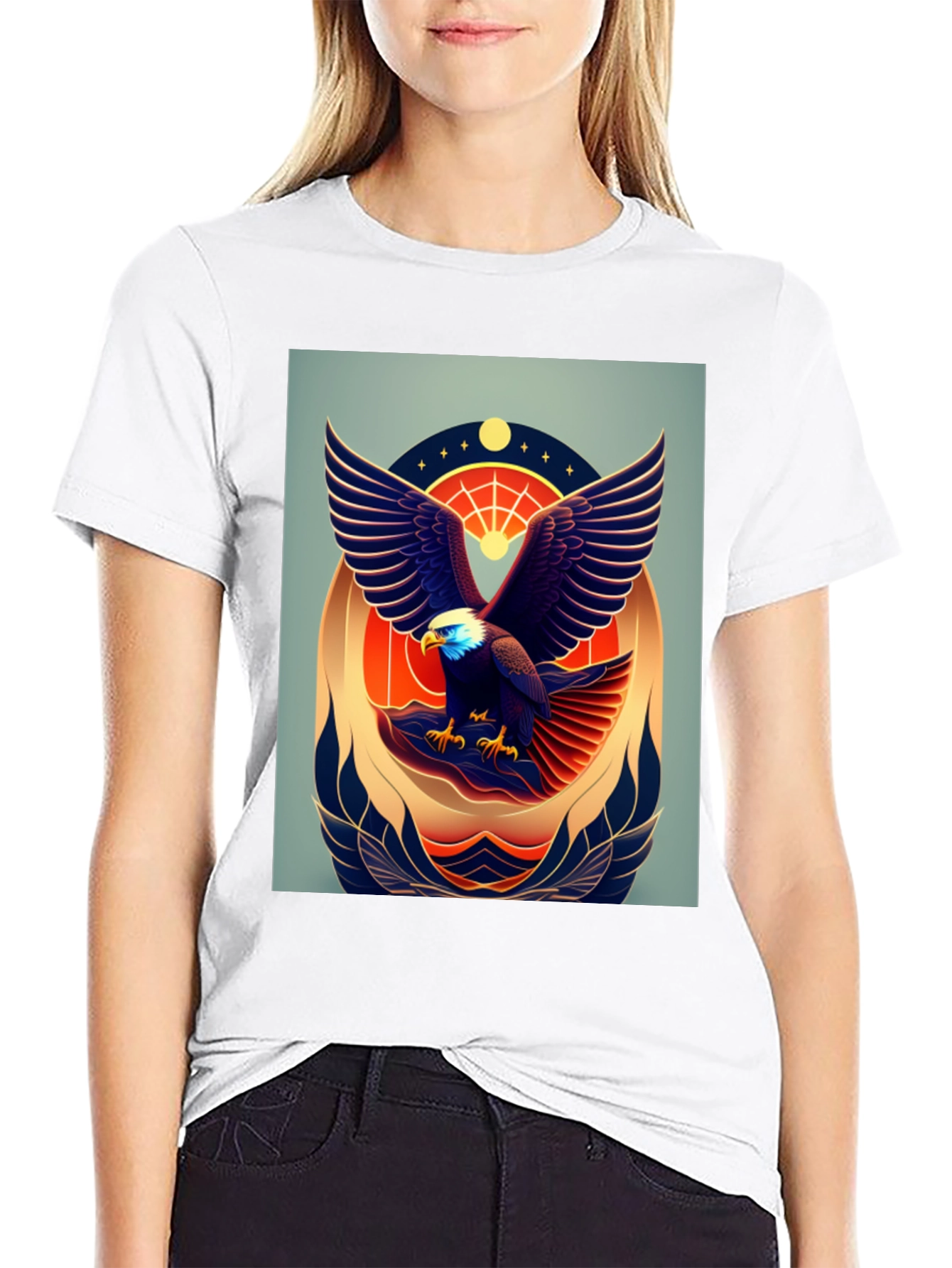Eagle Graphic Print Black Tee
