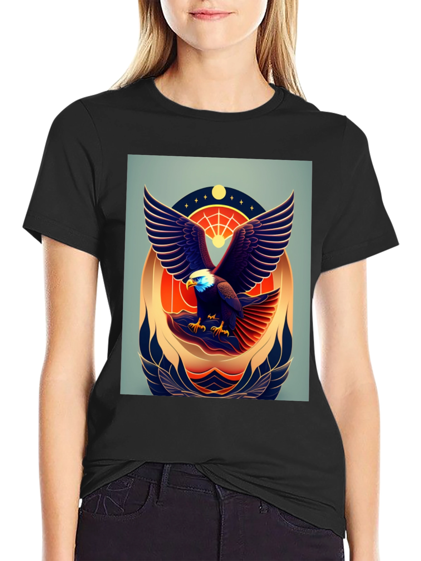 Eagle Graphic Print Black Tee