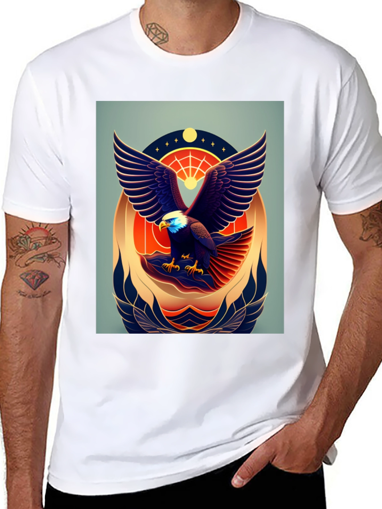 Eagle Graphic Print Black Tee