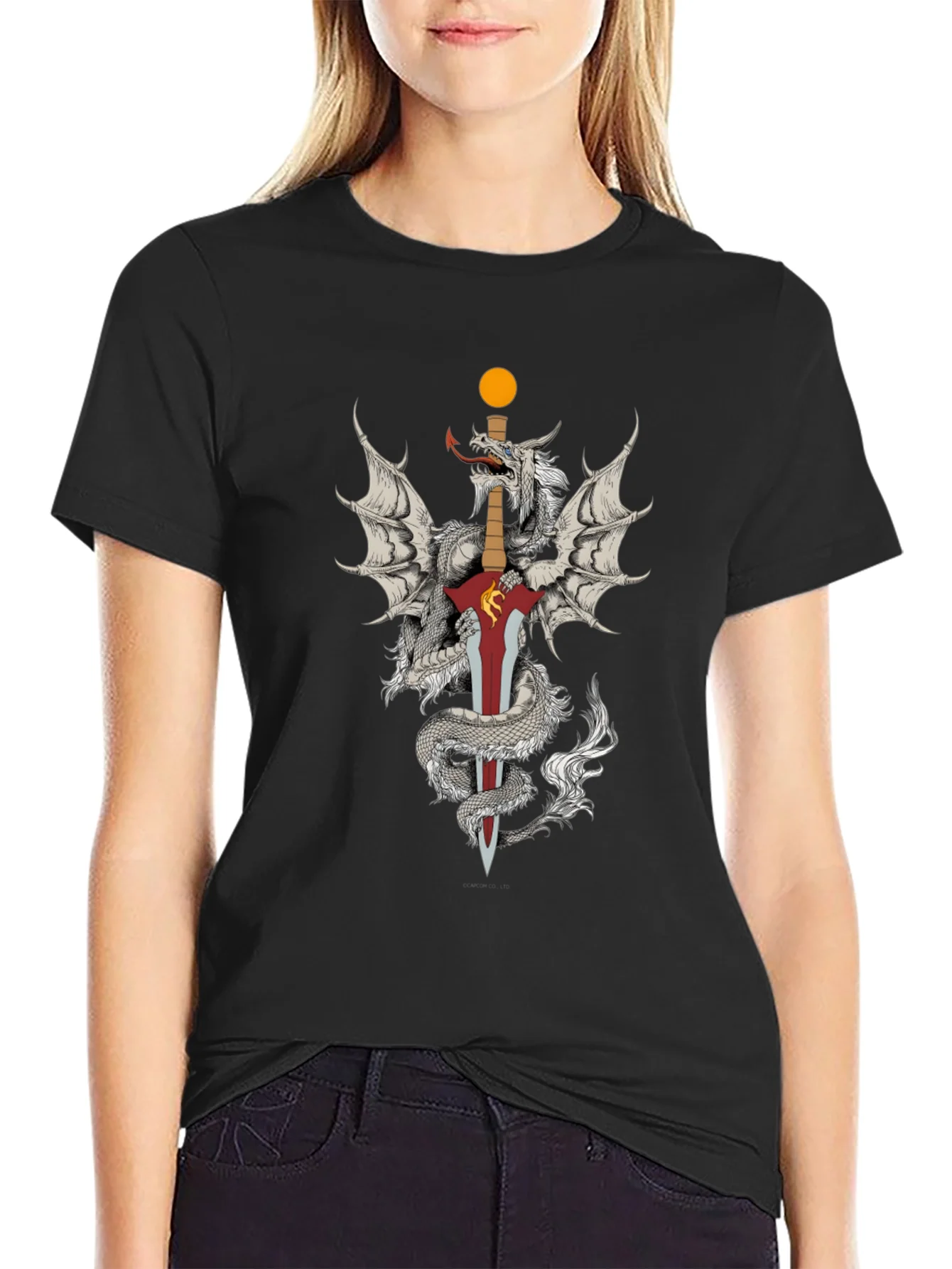 Dragon & Sword Graphic Black T-Shirt