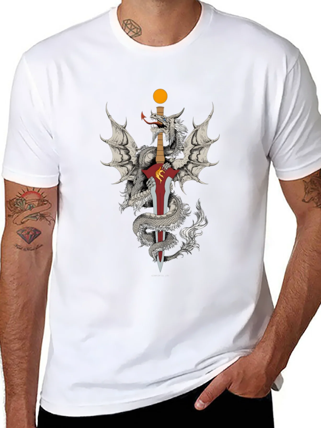 Dragon & Sword Graphic Black T-Shirt
