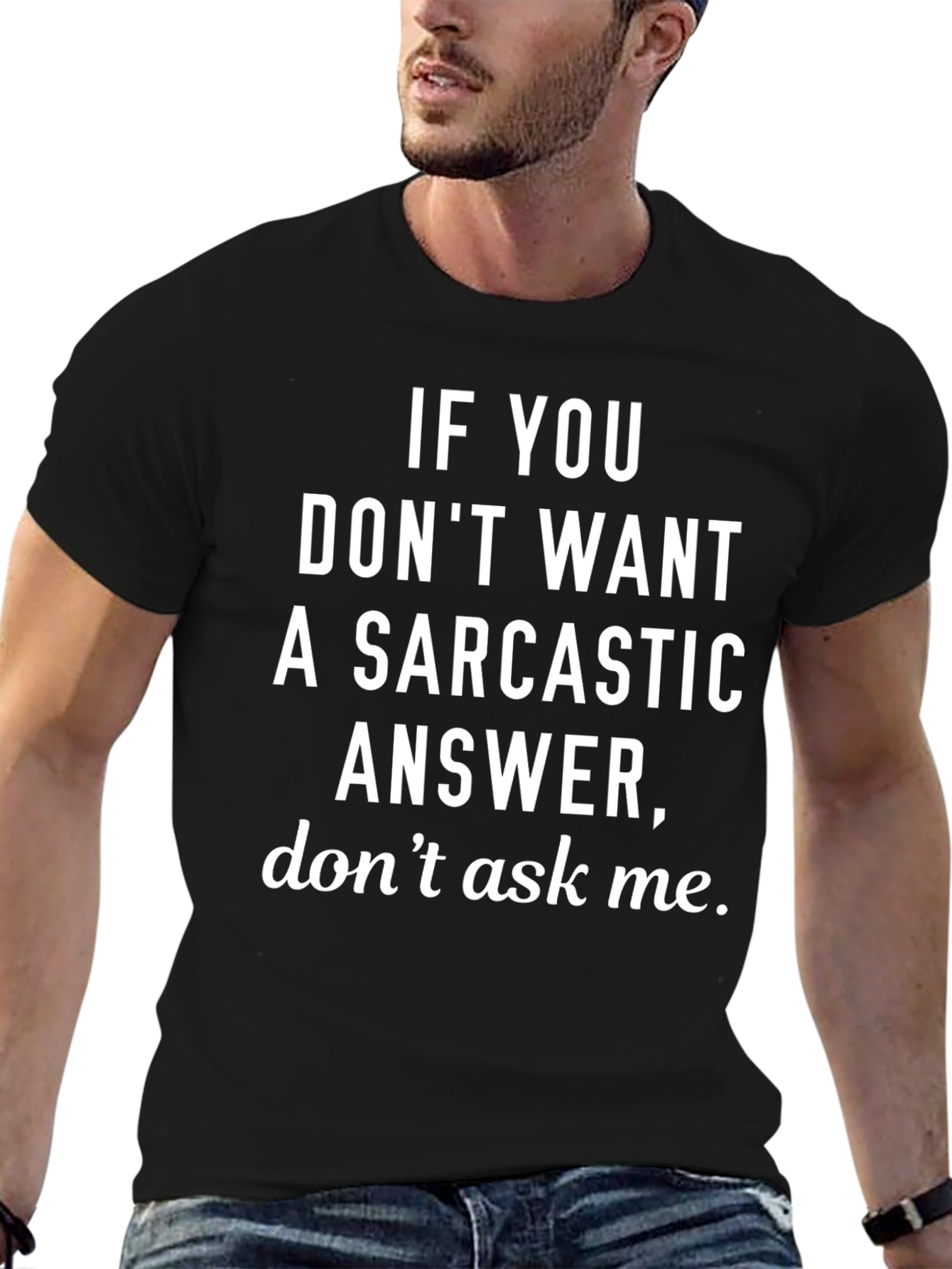 Sarcastic Answer Black Graphic T-Shirt