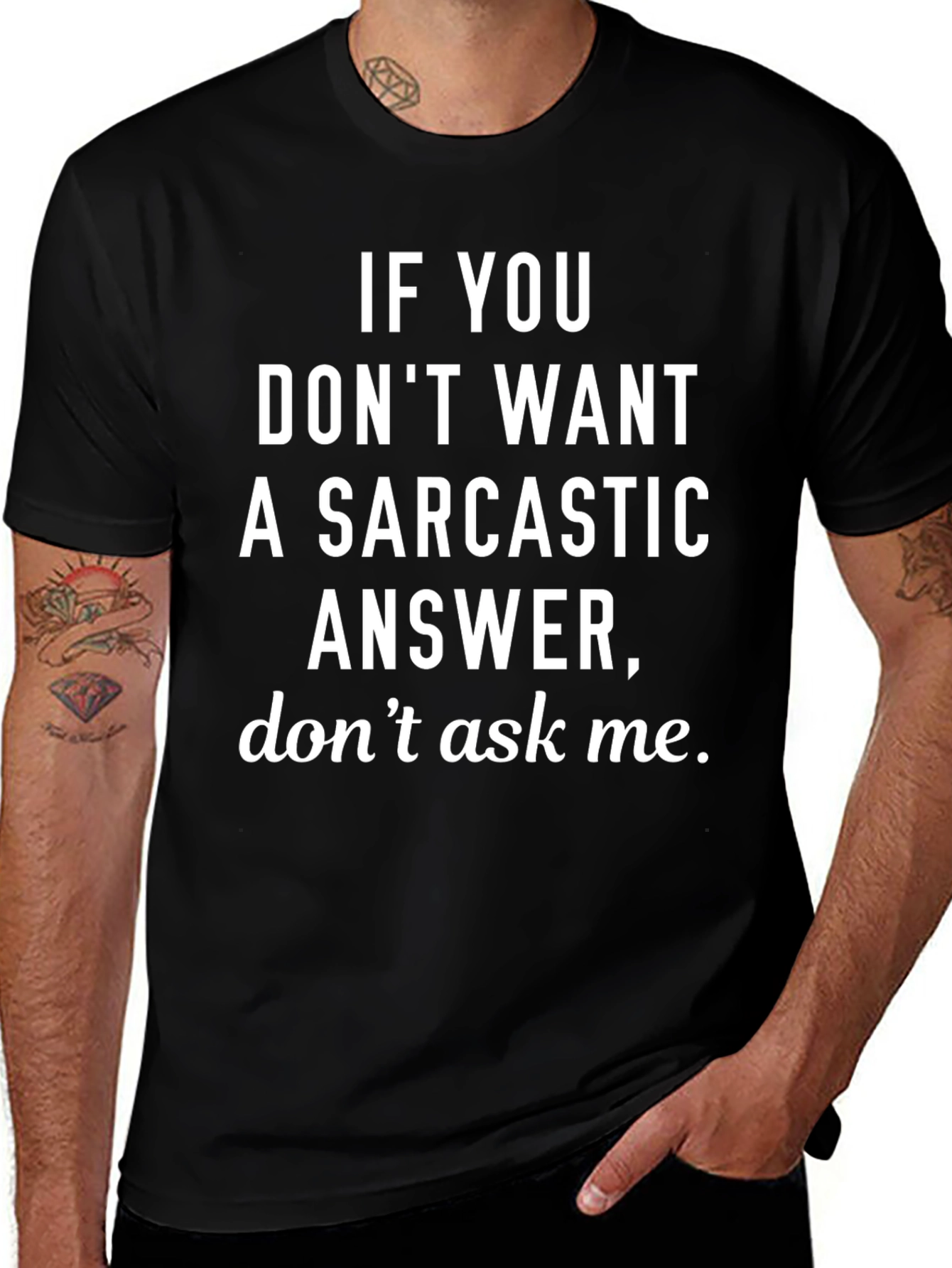 Sarcastic Answer Black Graphic T-Shirt