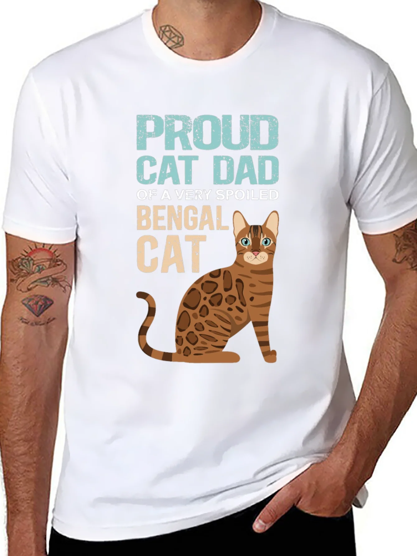 Proud Cat Dad Bengal Cat Graphic T-Shirt
