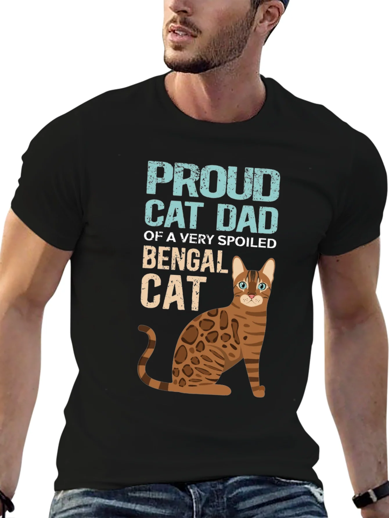 Proud Cat Dad Bengal Cat Graphic T-Shirt