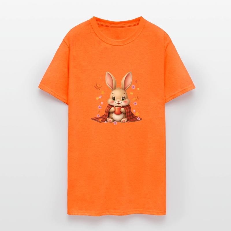 Rabbit Enjoying Coffee in blanket autumn