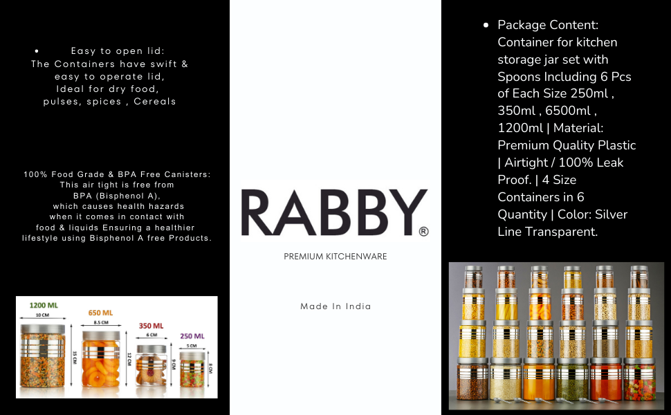RABBY Plastic Pet Storage Jar and Container, Set o - Latest Style