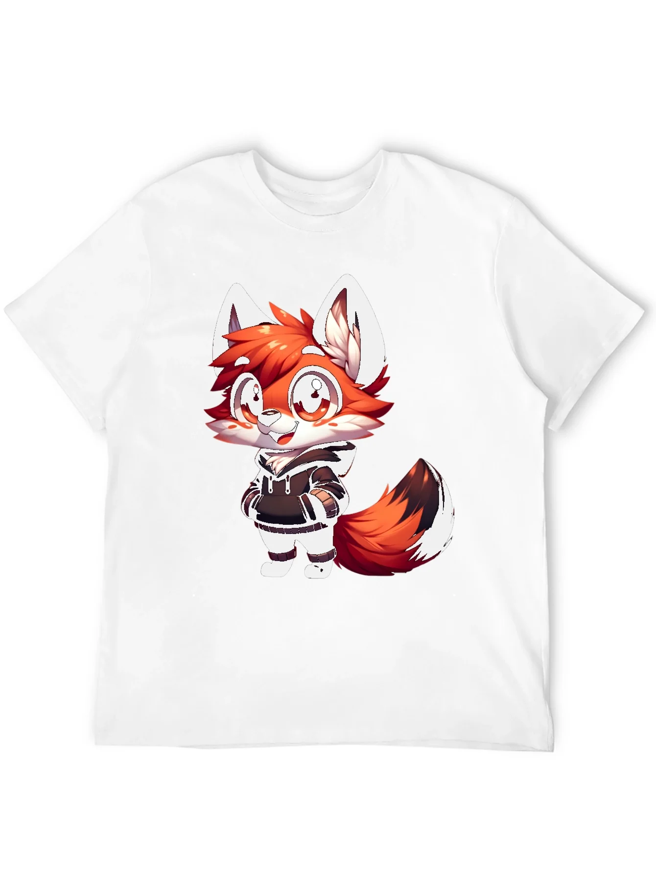 Cartoon Fox Graphic Tee - Casual Black T-Shirt