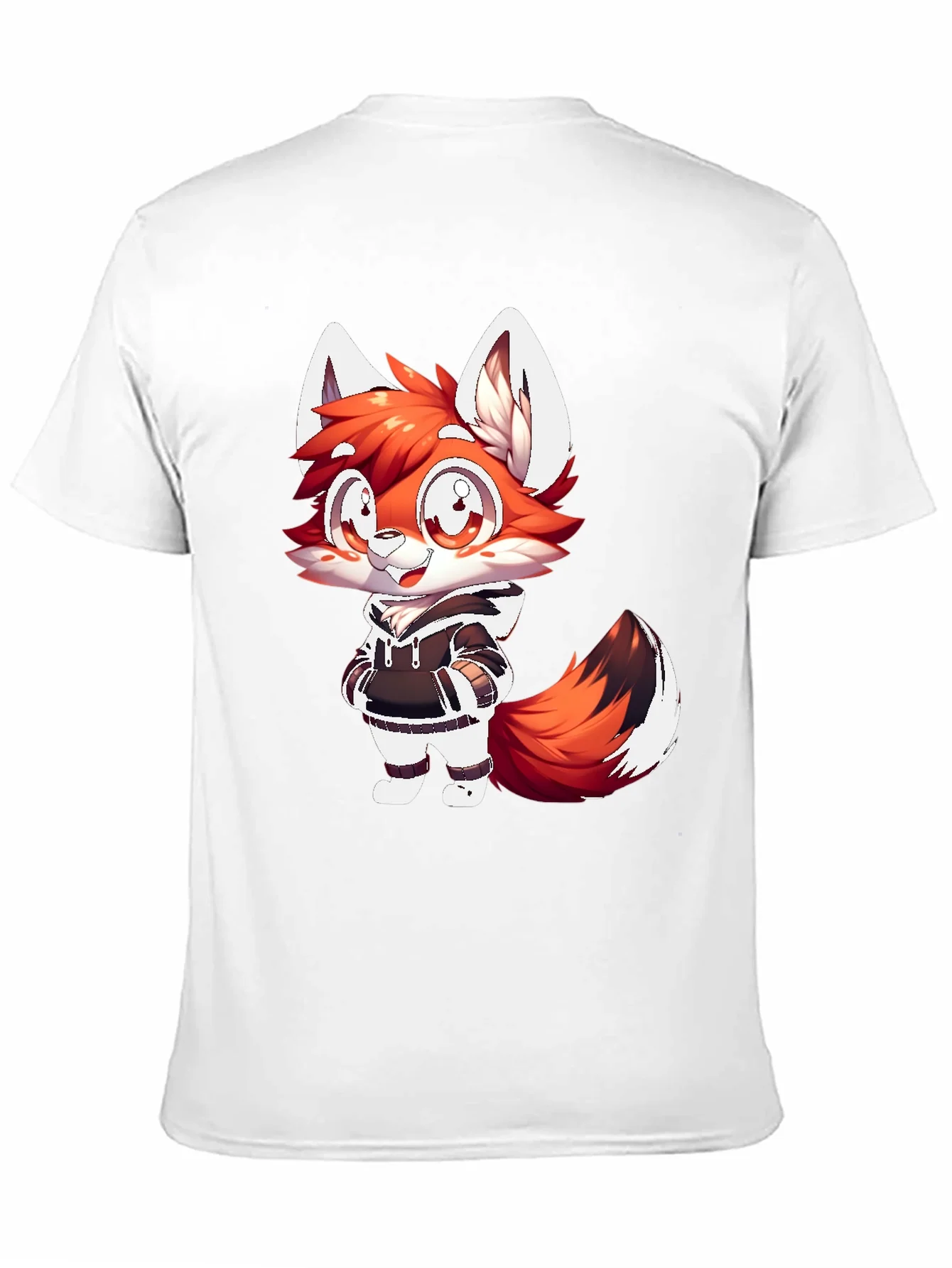 Cartoon Fox Graphic Tee - Casual Black T-Shirt