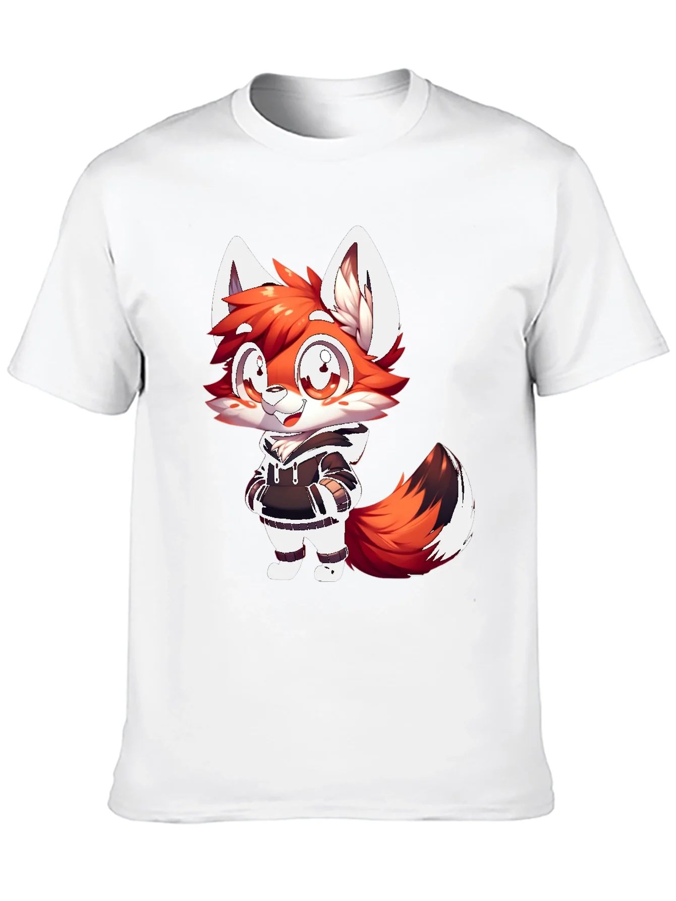 Cartoon Fox Graphic Tee - Casual Black T-Shirt