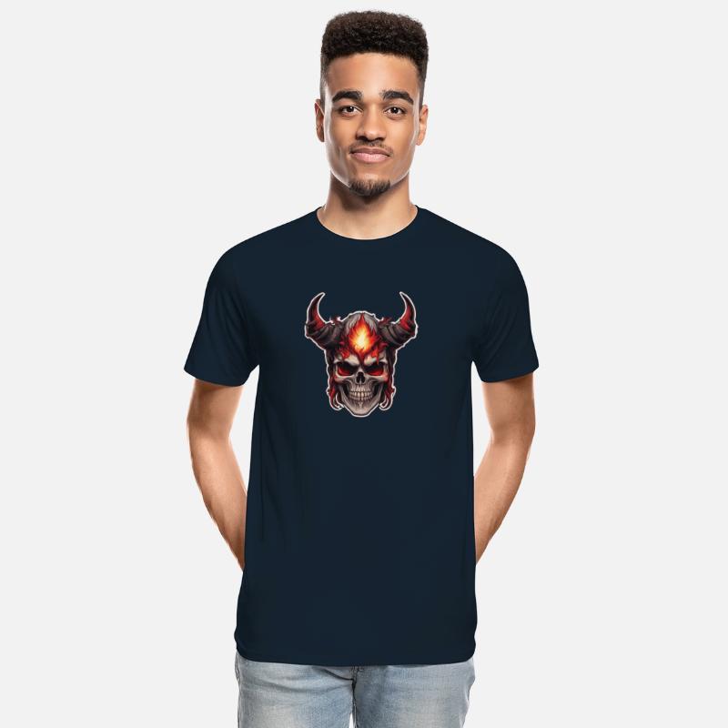 Red-Horned Skull with Fires