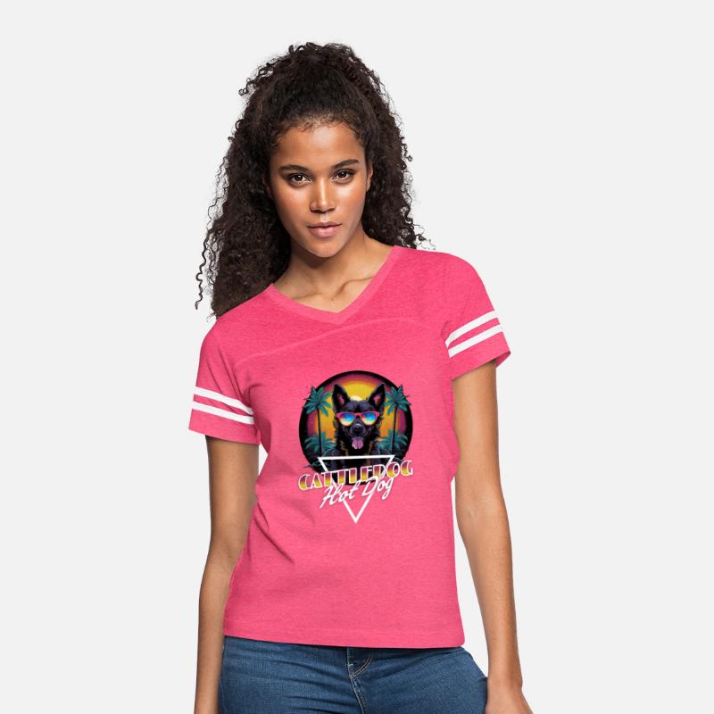 Retro Wave Cattledog Hot Dog Shirt
