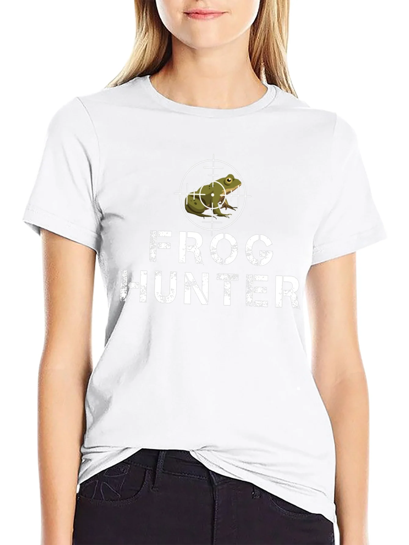 Frog Hunter Graphic Tee - Black Cotton T-Shirt