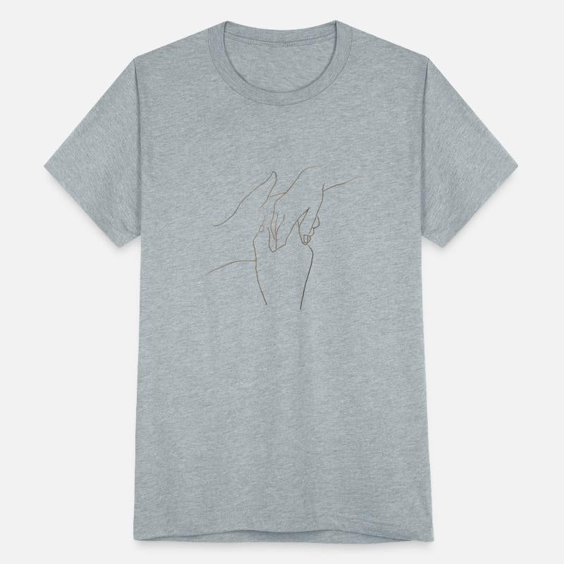 Romantic lovers hands one line holding hands print