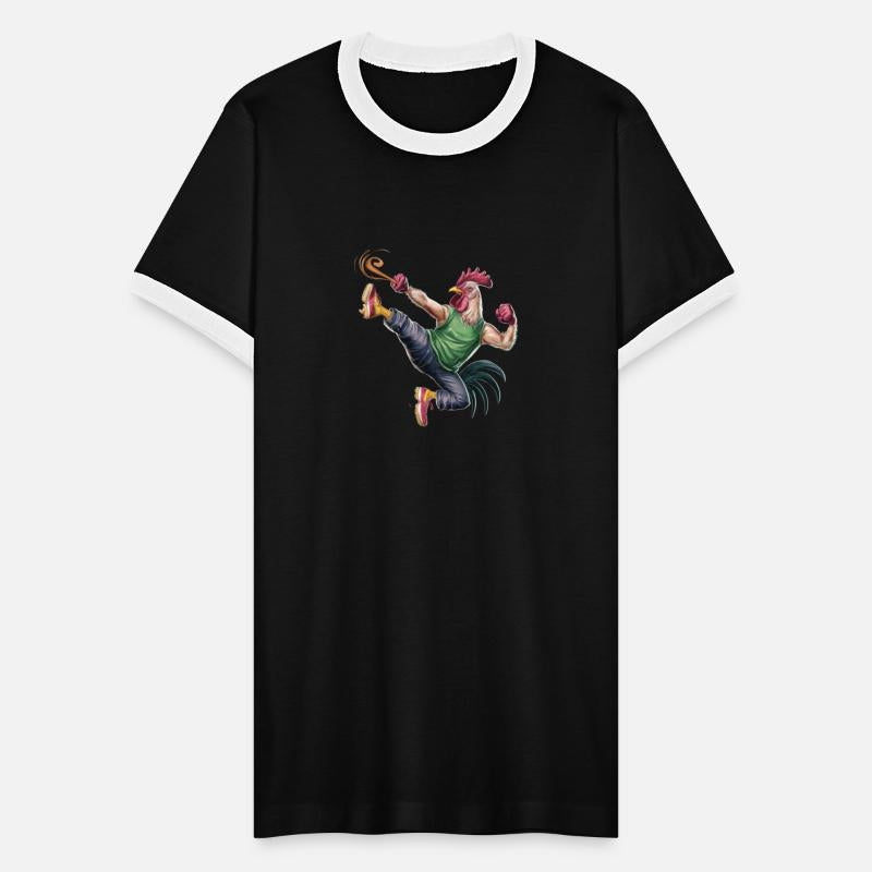 "Rooster Kick: Feathered Fury Design"