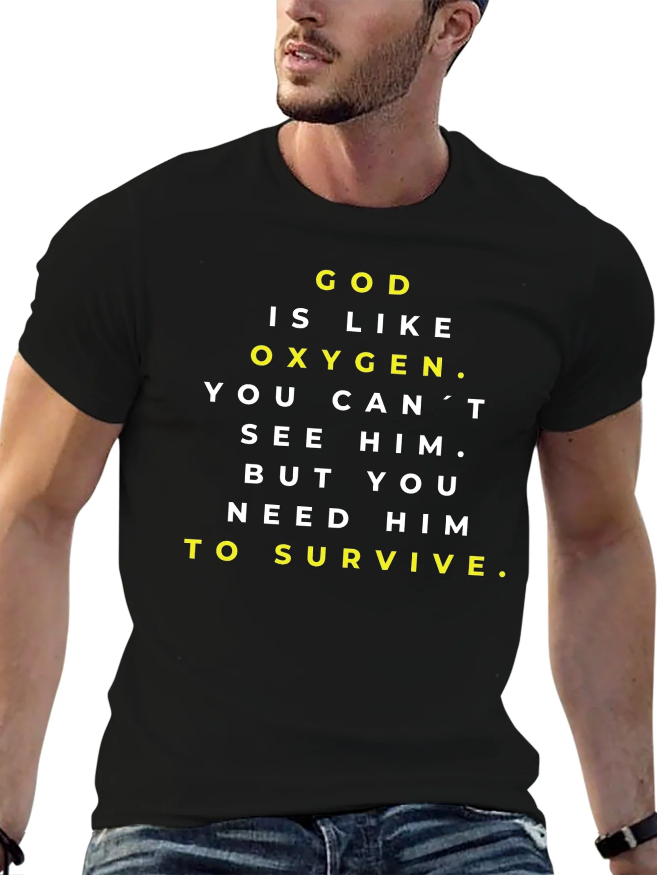 God is Like Oxygen Black Graphic T-Shirt