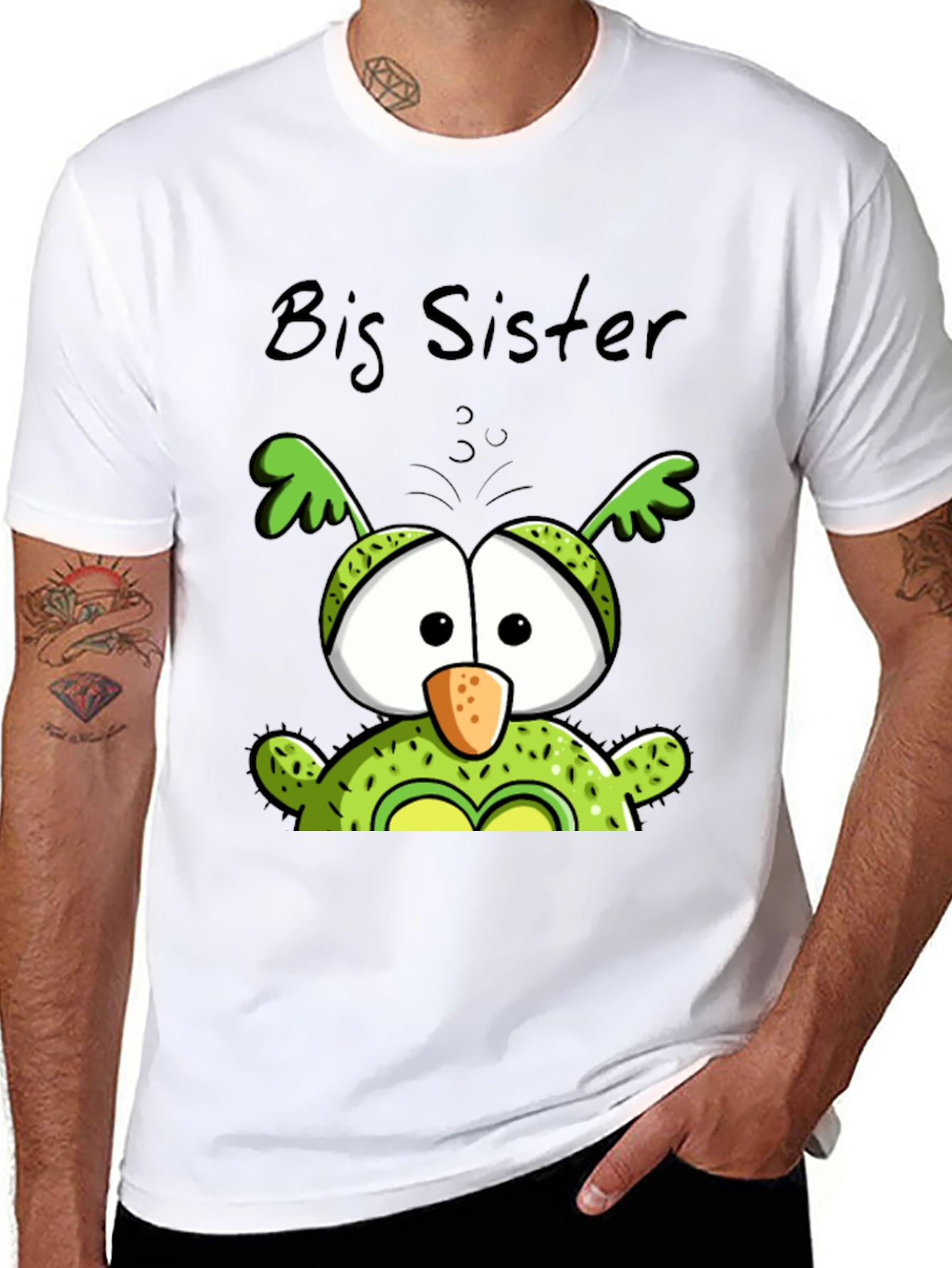Big Sister Owl Graphic Tee - Cute Black T-Shirt