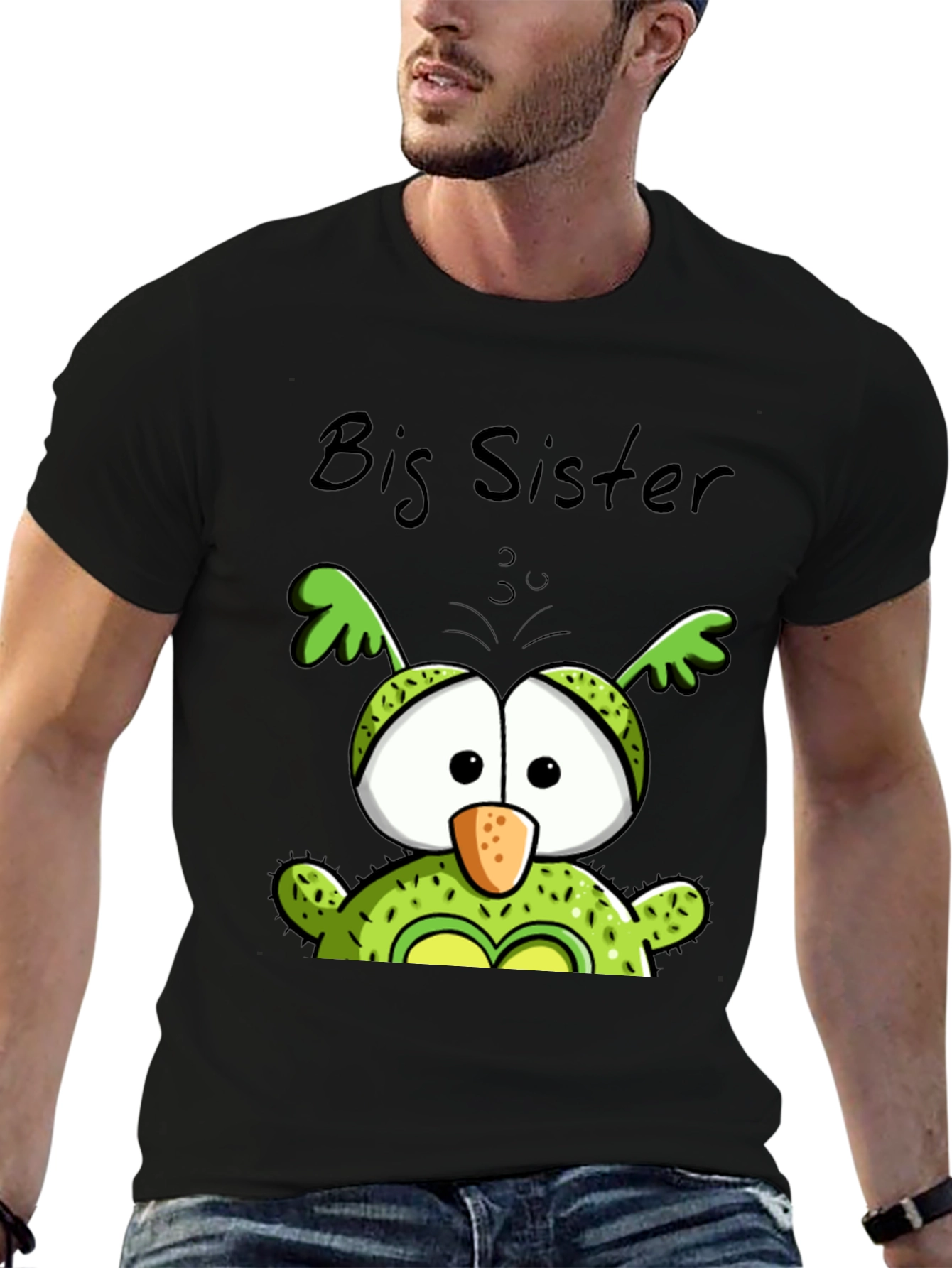Big Sister Owl Graphic Tee - Cute Black T-Shirt