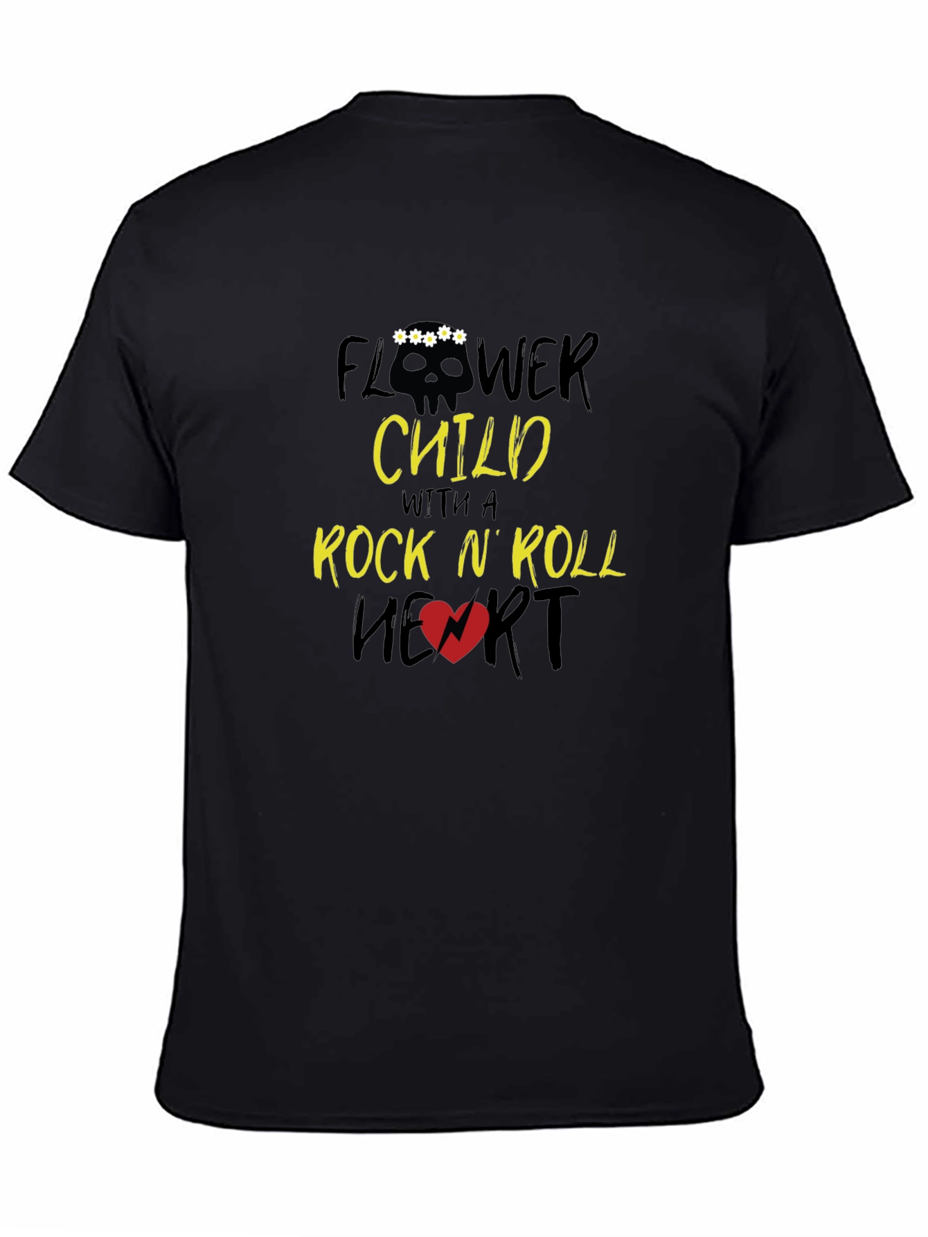 Flower Child Rock N Roll Heart Graphic T-Shirt