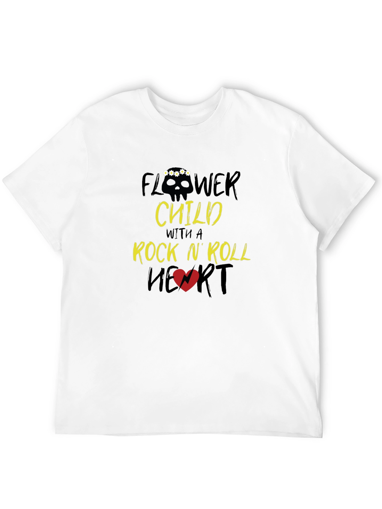 Flower Child Rock N Roll Heart Graphic T-Shirt