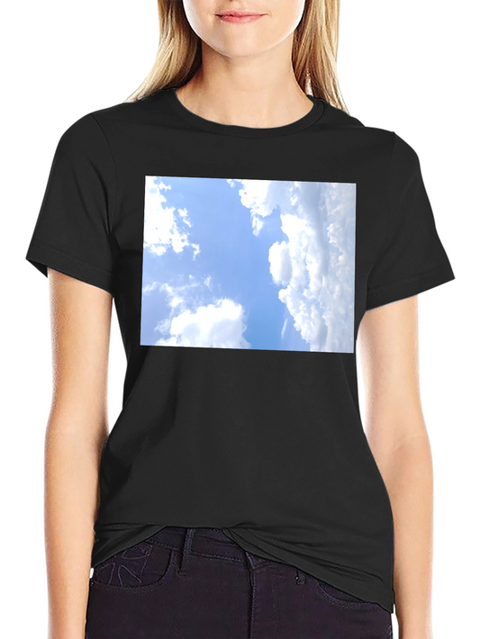 Sky Clouds Graphic Tee - Black Cotton T-Shirt