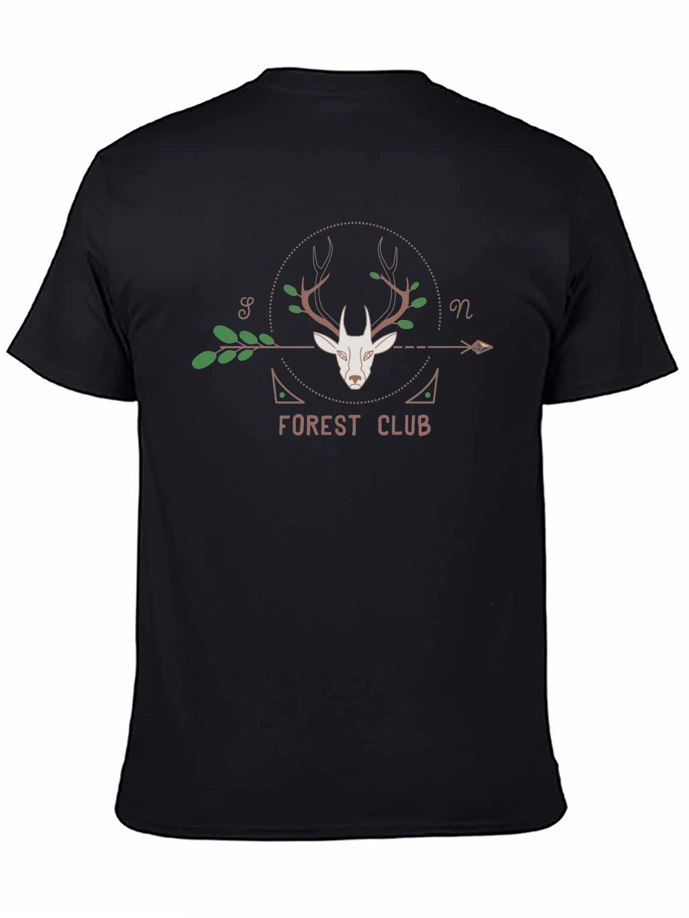 Forest Club Deer Graphic T-Shirt - Black