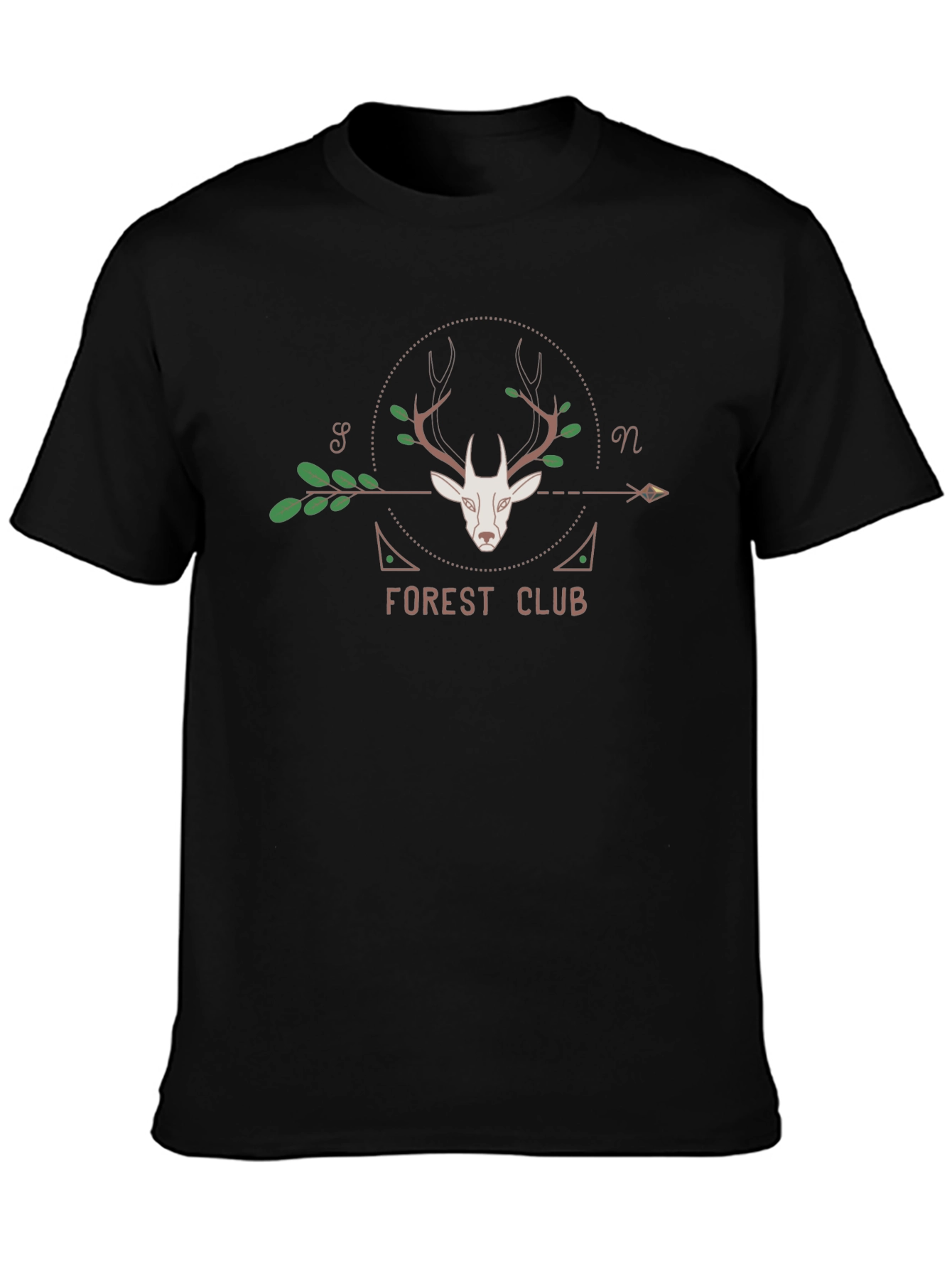 Forest Club Deer Graphic T-Shirt - Black